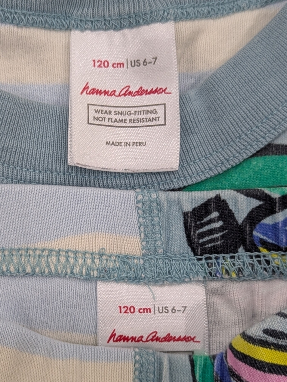 Hanna Andersson Kids Banana Stripes Mix Short  Cotton Pajamas Boys Girls 120 6 7 - Picture 6 of 7